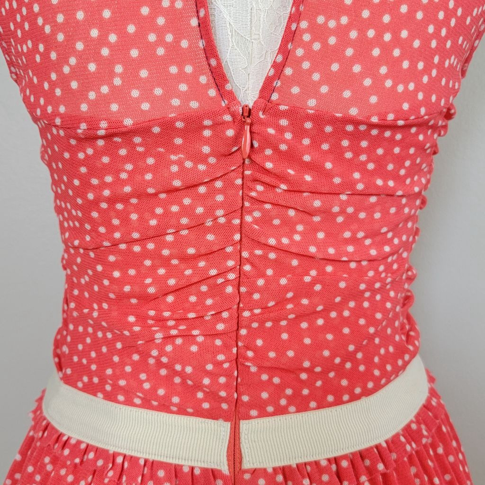 Postmark Anthropologie Sleeveless Polka Dot Mini Dress Smocked Fit & Flare XS - Picture 9 of 13